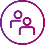 Círculo roxo com ícone branco