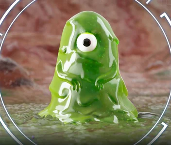 Ein grüner Frosch mit weißem Gesicht